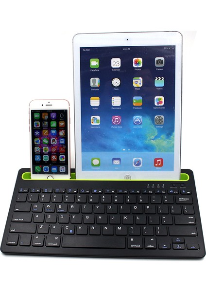 Siyah Bluetooth Ultra Ince+şarjlı Mac/win/android/ıos Uyumlu Tablet Standlı Kablosuz Klavye