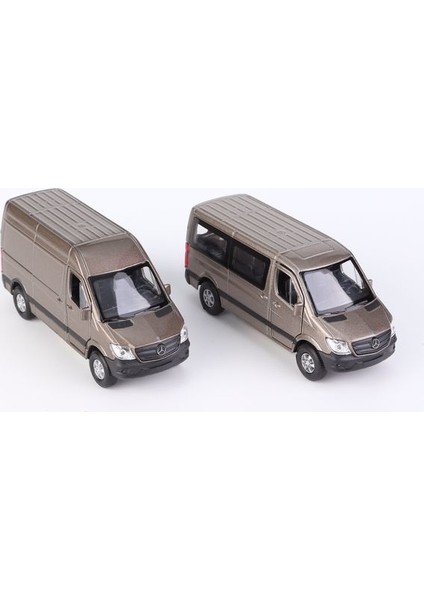 Mercedes Sprinter 2'li Set Diecast Çek Bırak Model Araba Kahve