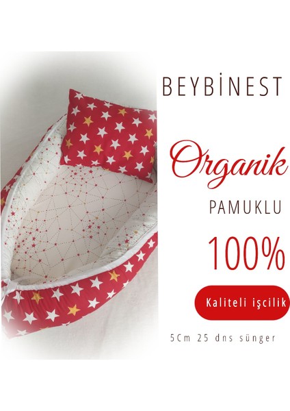 Delüxe Sarı Kırmızı Babynest Seti - Kundaklı 8 Parça