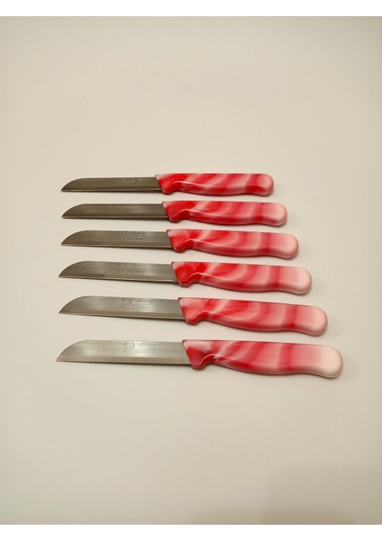 Tırtıklı Meyve Sebze Bıçağı Pembe Mermer Desen