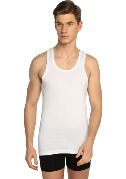 Erkek Beyaz Pamuk Klasik Askılı Atlet 6 Lı Paket 0101 Tutku