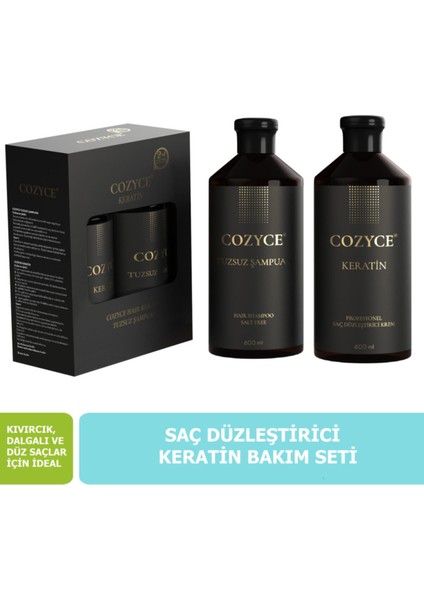 Brezilya Fönü Keratini 2'li Set Tuzsuz Şampuan 600 ml + Keratin Saç Bakımı 600 ml