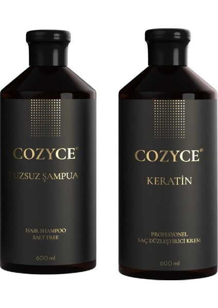 Brezilya Fönü Keratini 2'li Set Tuzsuz Şampuan 600 ml + Keratin Saç Bakımı 600 ml