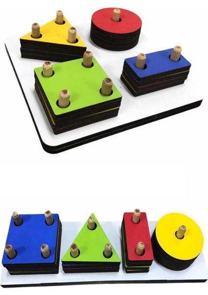 Hambag Ahşap Eğitici Geliştirici Geometrik Şekiller Bultak Vidalama Yerleştirme 2li Set