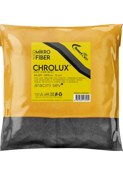 Chrolux 2’li Mikrofiber Kalın Oto Cam Bezi 40×50 300GSM – Turuncu/gri