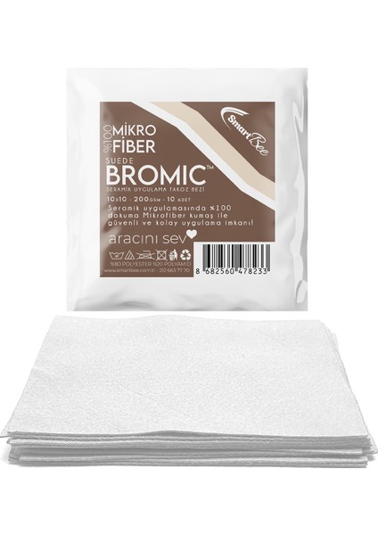 Bromic 10’lu Suede Mikrofiber Seramik Uygulama Bezi 10×10 200GSM – Beyaz
