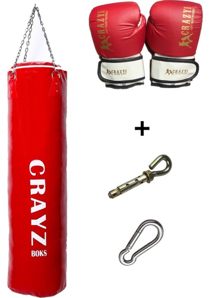 Büyük Boy Dolu Boks Kum Torbası 120cm x 35cm + Boks Eldiven Seti + Askı Aparatı