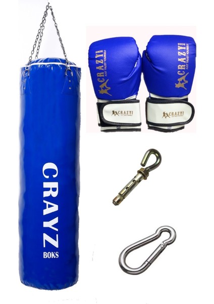 Orta Boy Dolu Boks Kum Torbası 100cm x 30cm + Boks Eldiven Seti + Askı Aparatı