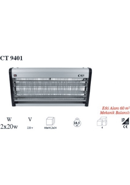CT-9401 2X20 Sinek Armatürü Kovucu Öldürücü 40 M²