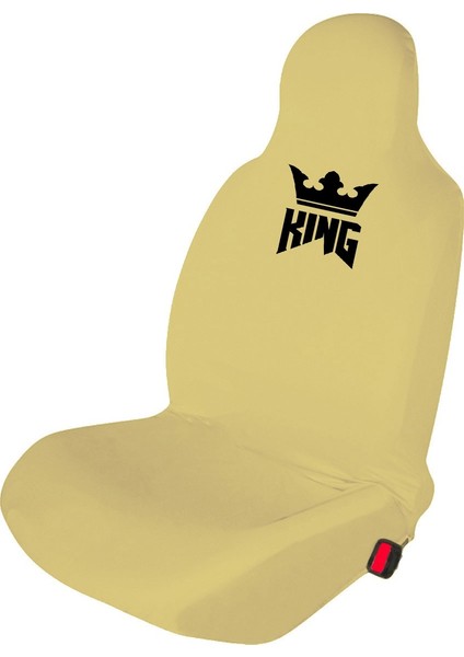 Pejo Boxer Oto Koltuk Servis Kılıfı Penye King Baskılı Ön Arka Takım Kremrengi