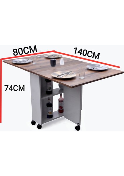 Çok Amaçlı Dolaplı Katalanır Katlanır Mutfak Masası