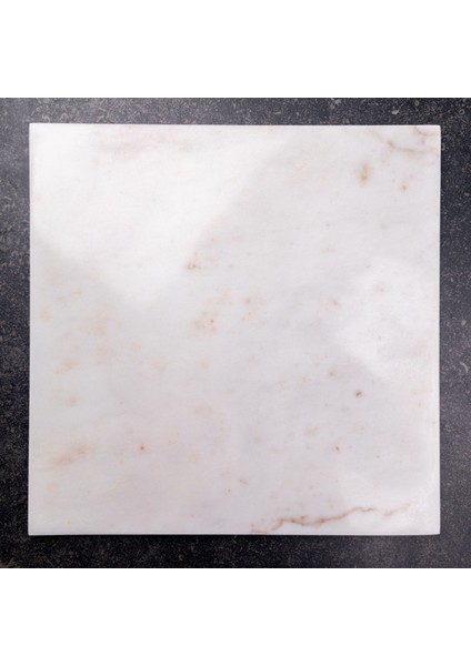 Beyaz Mermer Kare Sunum Tabağı 30 cm