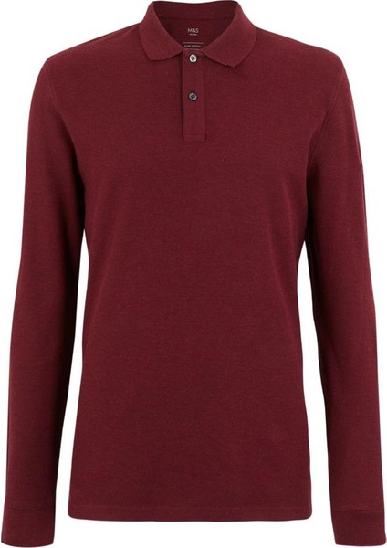 Bordo Unisex Polo Yaka T-Shirt