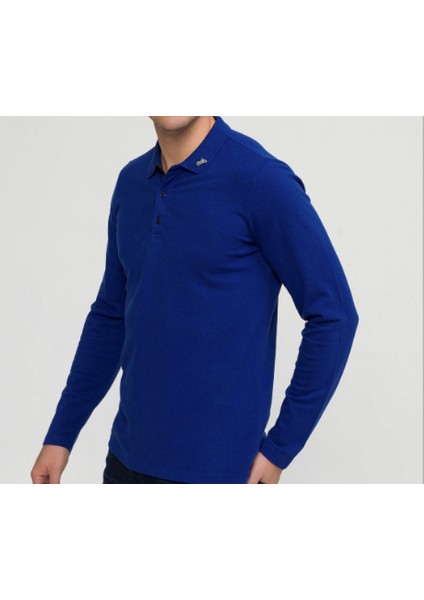 Saks Mavi Unisex Polo Yaka T-Shirt