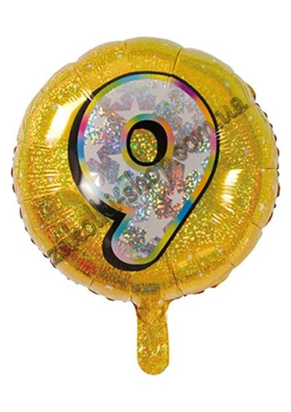 Folyo Yuvarlak Rakam Balon Gold 9