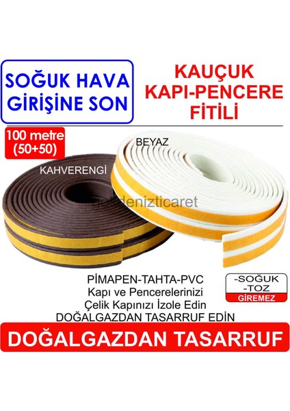 Kauçuk Kapı Pencere Fitili Bandı 100 M