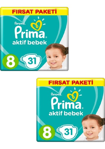 17+ kg 8 Numara 31 x 2 = 62'li Bebek Bezi Paketi