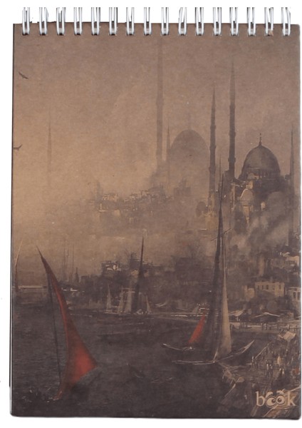 Istanbul Temalı Spiralli Kraft Kapaklı Çizgili Defter