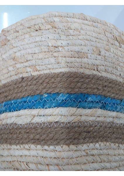 Dekoratif El Örgüsü Hasır Sepet 28X23X21 cm