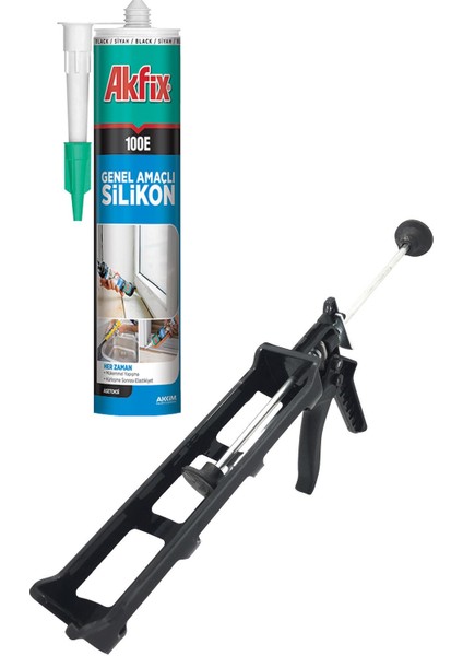 100E Genel Amaçlı Şeffaf Silikon 280ML + Silikon Tabancası
