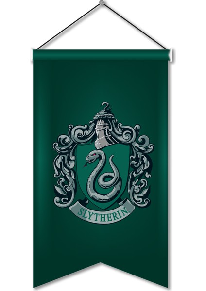 Sihir Dükkanı Lisanslı %100 Saten Kırlangıç Kesim Büyük Flama Model : Slytherin 50X75CM