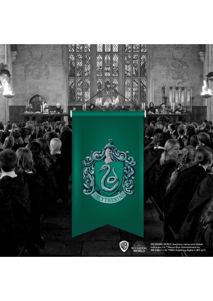 Sihir Dükkanı Lisanslı %100 Saten Kırlangıç Kesim Büyük Flama Model : Slytherin 50X75CM