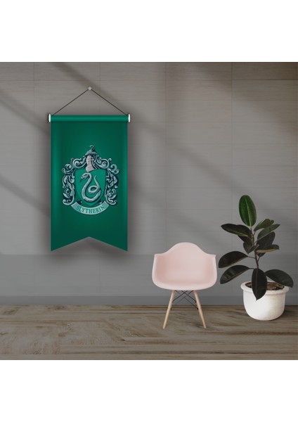 Sihir Dükkanı Lisanslı %100 Saten Kırlangıç Kesim Büyük Flama Model : Slytherin 50X75CM