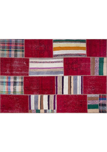 Patchwork Sbt El Dokuma Halı Red 170 x 240 cm 4.08 m2 Patchwork El Dokuma Halı