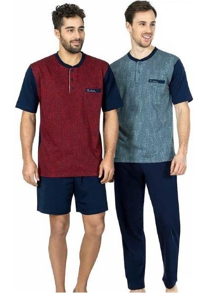 5455 3 Lü Kısa Kol Erkek Pijama Takımı