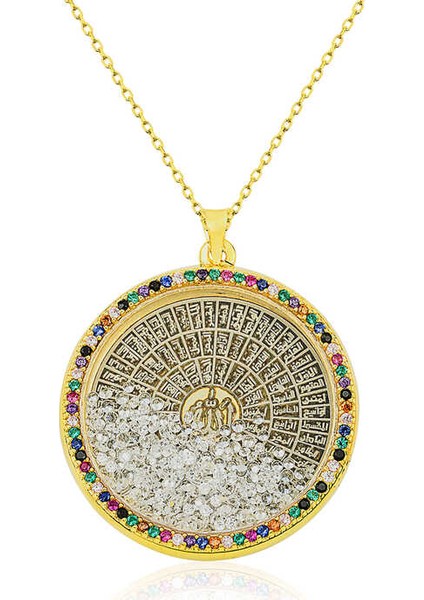 Gümüş Miks Taşlı Esmaül Hüsna Kadın Kolye