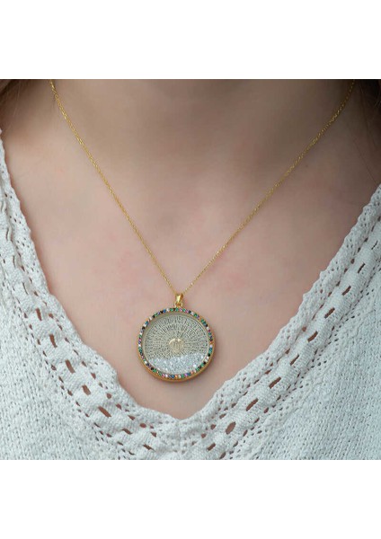 Gümüş Miks Taşlı Esmaül Hüsna Kadın Kolye modelleri