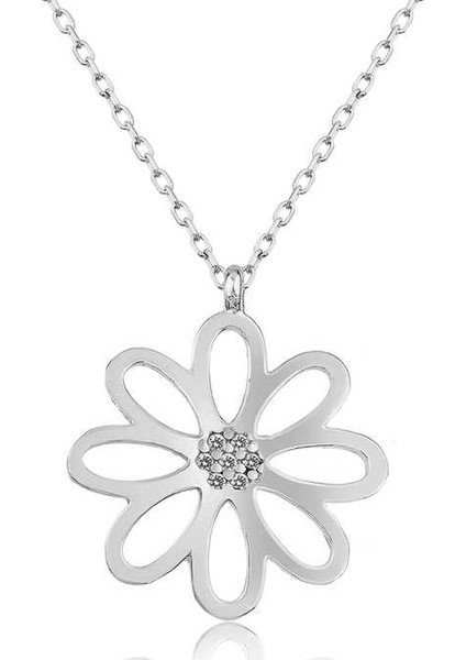 Gümüş Çiçek Kadın Kolye