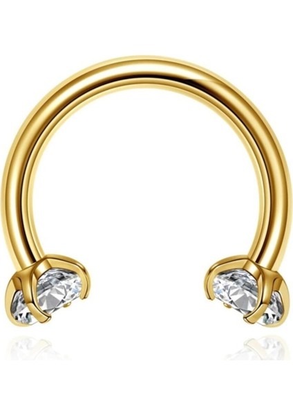 Cerrahi Çelik Taşlı Piercinghelix - Kıkırdak - Septum (8mm) Gold Renk