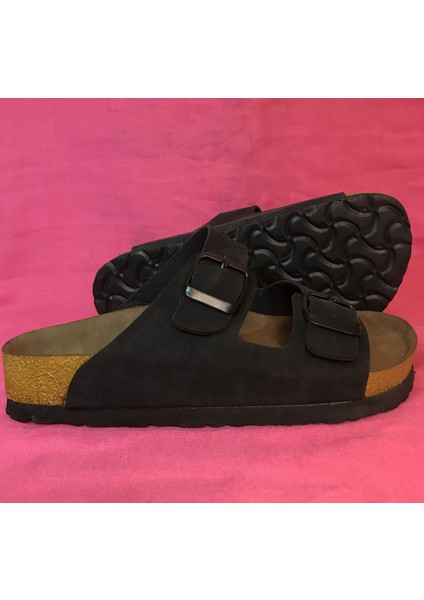 Kadın Terlik Çift Toka Siyah Birkenstock Model