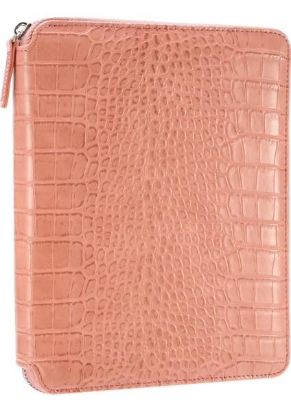 Croco Zipper Folder Defter Noktalı Pembe