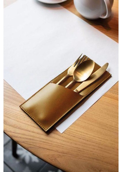 Modern 4'lü Deri Taba Kaşıklık