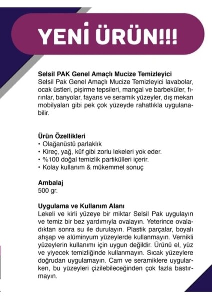 Selsil Pak Genel Amaçlı Mucize Temizleyici 500 gr x 4 Adet