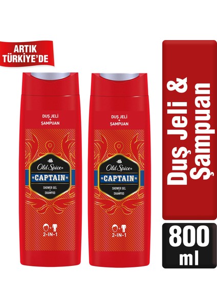 Captain Duş Jeli & Şampuan 400 ml x 2