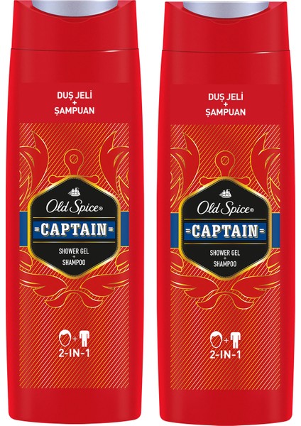 Captain Duş Jeli & Şampuan 400 ml x 2