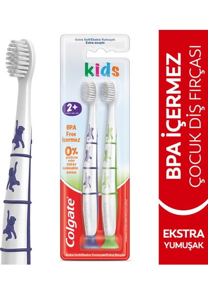 2+ Yaş Yapışkan Tabanlı Ekstra Yumuşak Bpa Içermeyen Çocuk Diş Fırçası