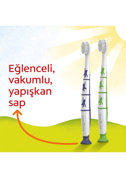 2+ Yaş Yapışkan Tabanlı Ekstra Yumuşak Bpa Içermeyen Çocuk Diş Fırçası fırsatları