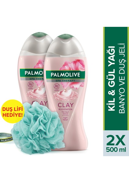 Spa Therapy Clay Rejuvanation Banyo ve Duş Jeli 500 ml x 2 Adet + Duş Lifi