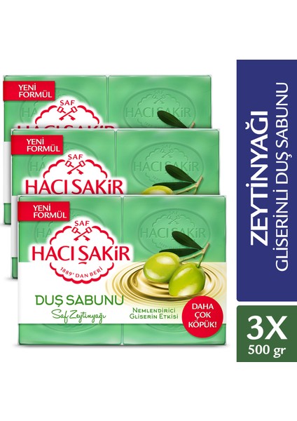 Zeytinyağı Gliserinli Saf Zeytinyağı Duş Sabunu 4x125 gr x 3 Adet