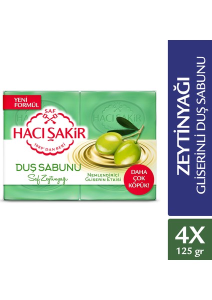 Hacı Şakir Gliserin & Zeytinyağı Kalıp Sabun 4x125 gr