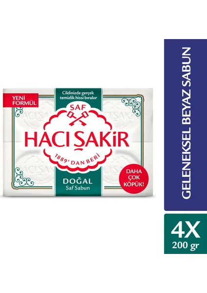 Hacı Şakir Doğal Saf Geleneksel Beyaz Sabun 4x200 gr