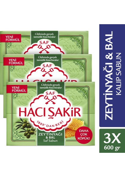 Zeytinyağı & Bal Saf Kalıp Sabun 4x150 gr x 3 Adet