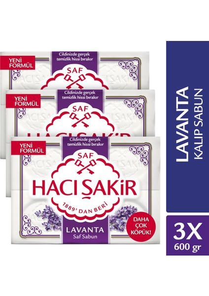 Hacı Şakir Lavanta Saf Kalıp Sabun 4x150 gr x 3 Adet