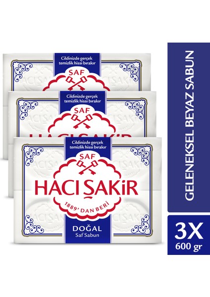 Hacı Şakir Doğal Saf Geleneksel Beyaz Sabun 4x150 gr x 3 Adet