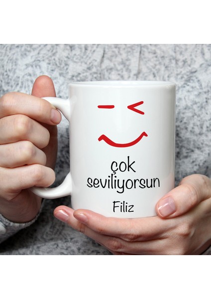 Kişiye Özel Hediye Çok Seviliyorsun Baskılı Hediye Kupa Bardak 6130