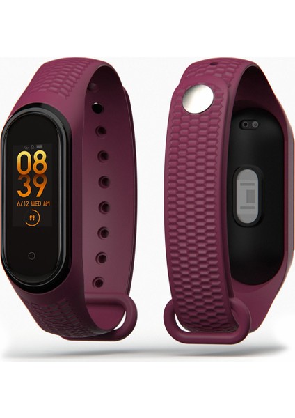 Balık Sırtı  Mi Band  3/4 Uyumlu Silikon Kordon Bordo